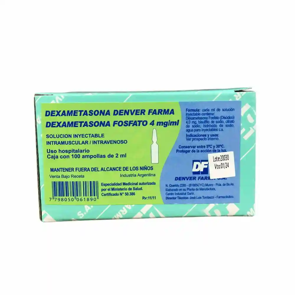 DEXAMETASONA 8 MG X 1 AMP  2 ML  - DF -  IV, IM -  B6 , B7 -