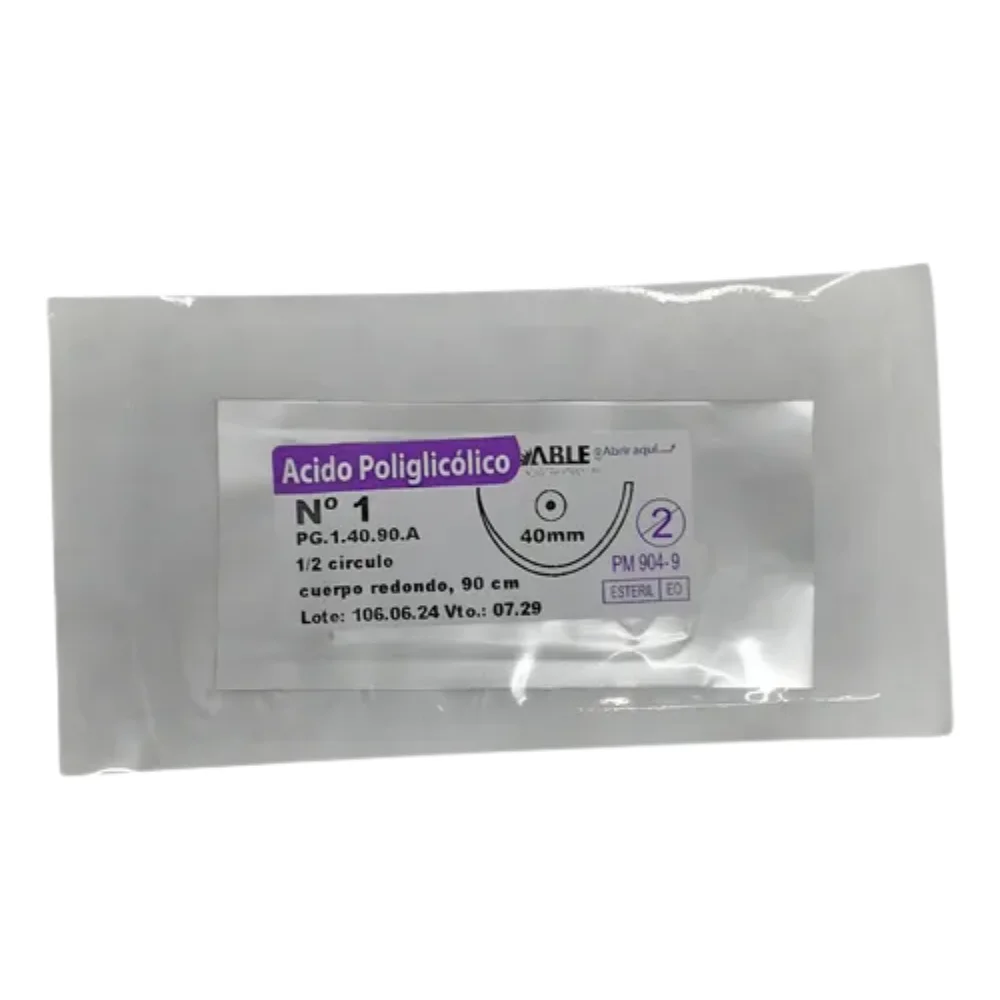 ACIDO POLIGLICOLICO - VICRYL - Nº 1 90 CM 1/2 CIRCULO 40 MM X UNIDAD