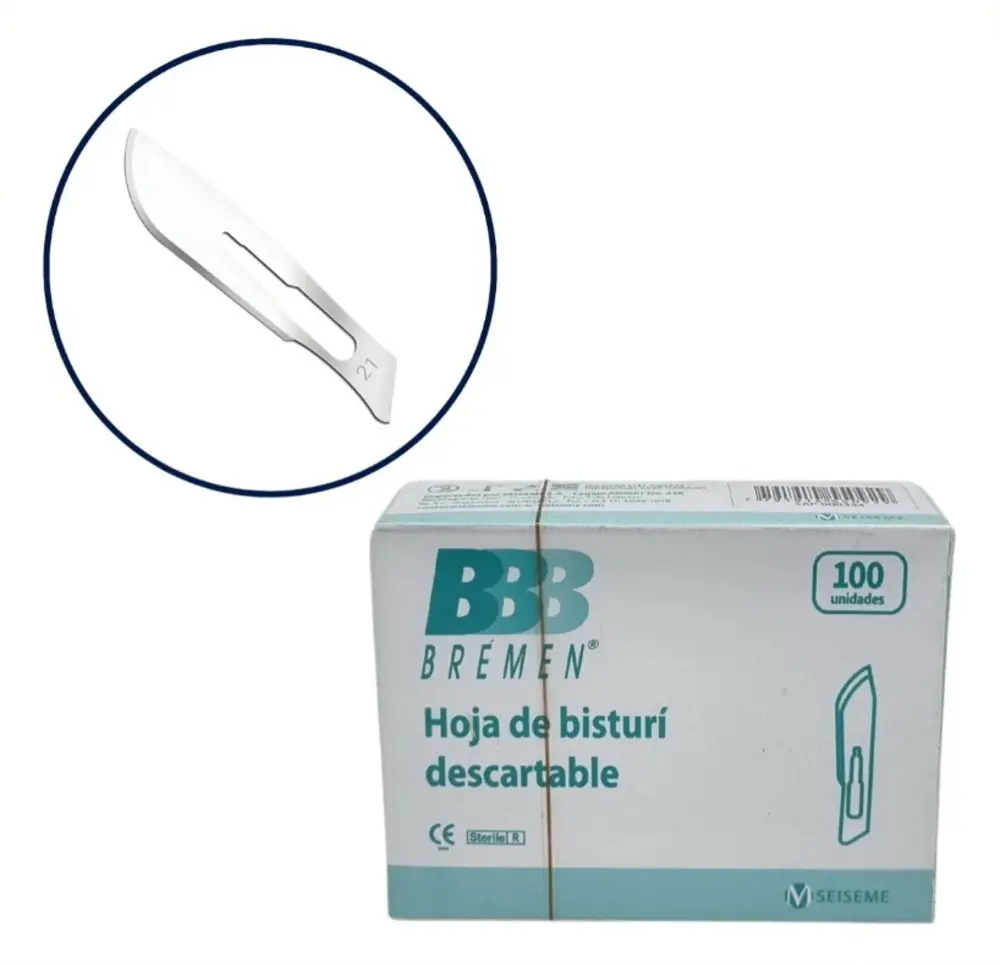 HOJA PARA BISTURI Nº 21 X 100 UNIDADES