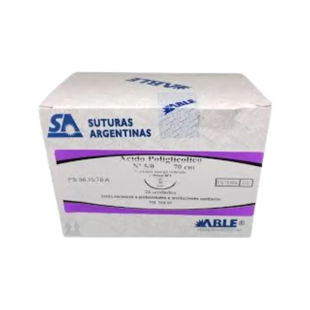 ACIDO POLIGLICOLICO - VICRYL - Nº 5/0 70 CM 1/2 CIRCULO 15 MM X UNIDAD