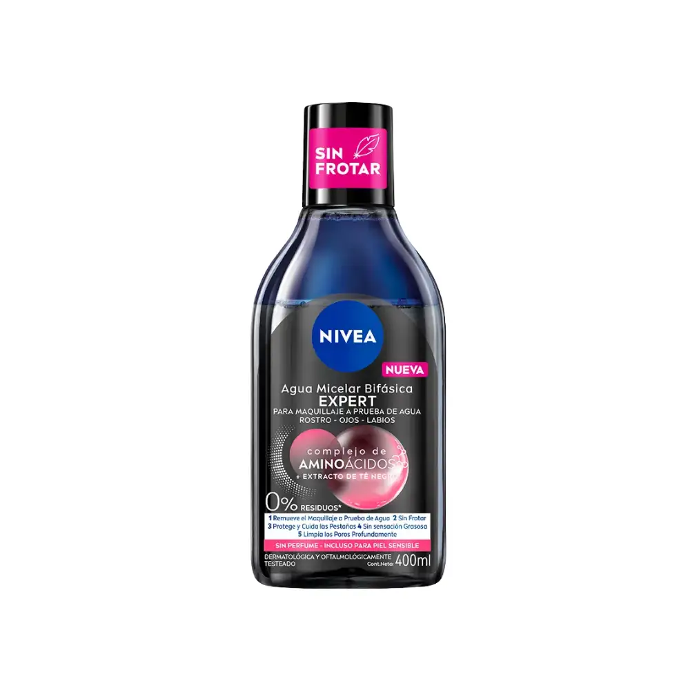 AGUA MICELAR BIFASICA NIVEA MICELLAIR BLACK EXPERT X 200 ML