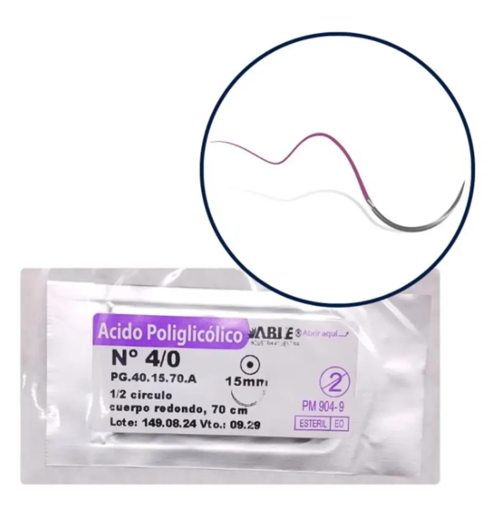 ACIDO POLIGLIC Nº 4/0 1/2 CIRCULO 15 MM COD. 221040 PUNTA REDONDA