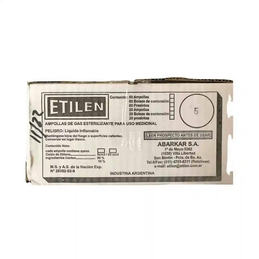 AMPOLLA DE OXIDO DE ETILENO DE  5CC X 60 UNIDADES