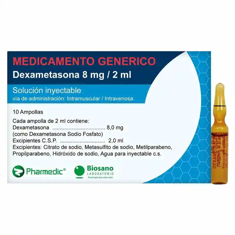 DEXAMETASONA 8 MG X 1 AMP  2 ML -  IV, IM, IA , SC  - FABRA - B6 , B7 -
