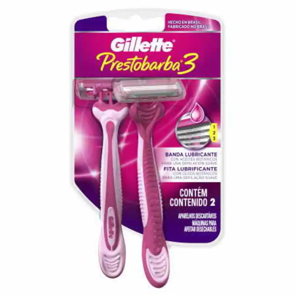 MAQUINA AFEITAR PRESTOBARBA 3 HOJAS MUJER X2