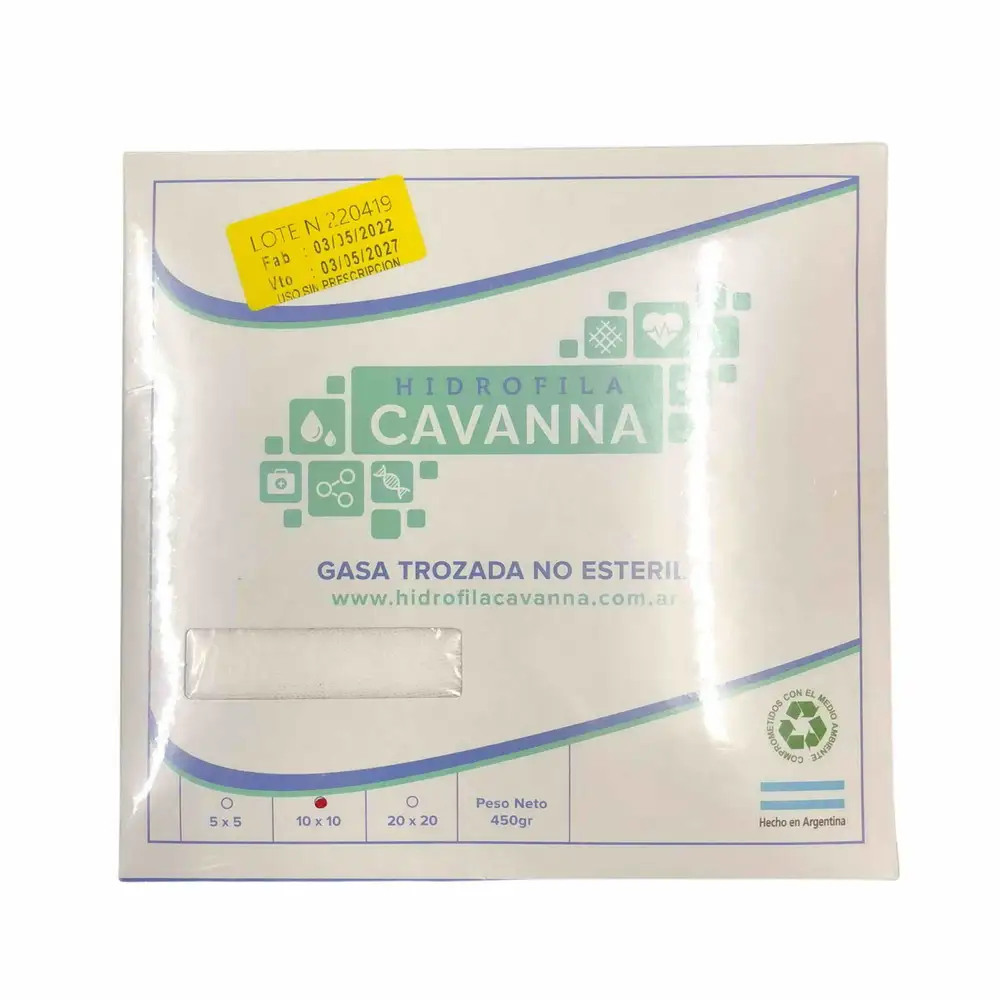 GASA CORTADA DE 10 X 10 HIDROFILA X 500 GR X UNIDAD