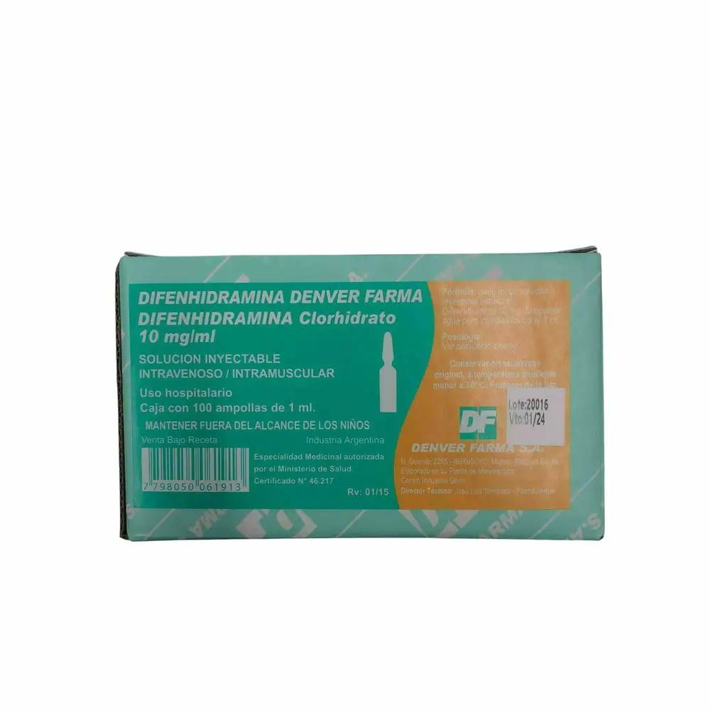 DIFENHIDRAMINA 10MG/1ML  X 1 AMP  - I M, I V - DENVER - C5