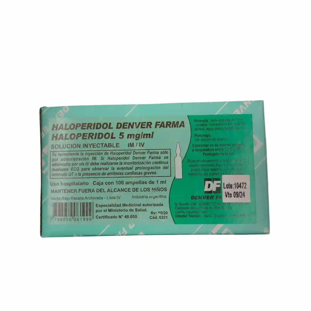 HALOPERIDOL 5 MG/1 ML X 100 AMP DENVER FARMA