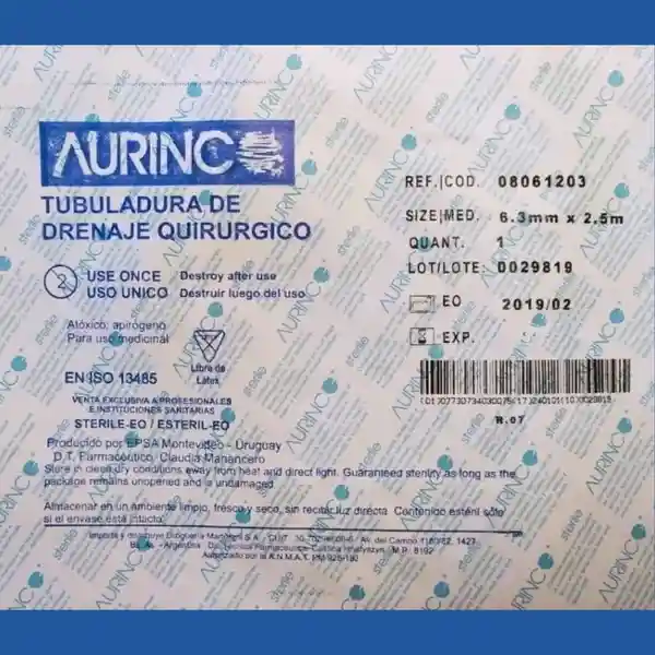 TUBULADURA DRENAJE QUIRURGICO  6,3 MM X 1MT