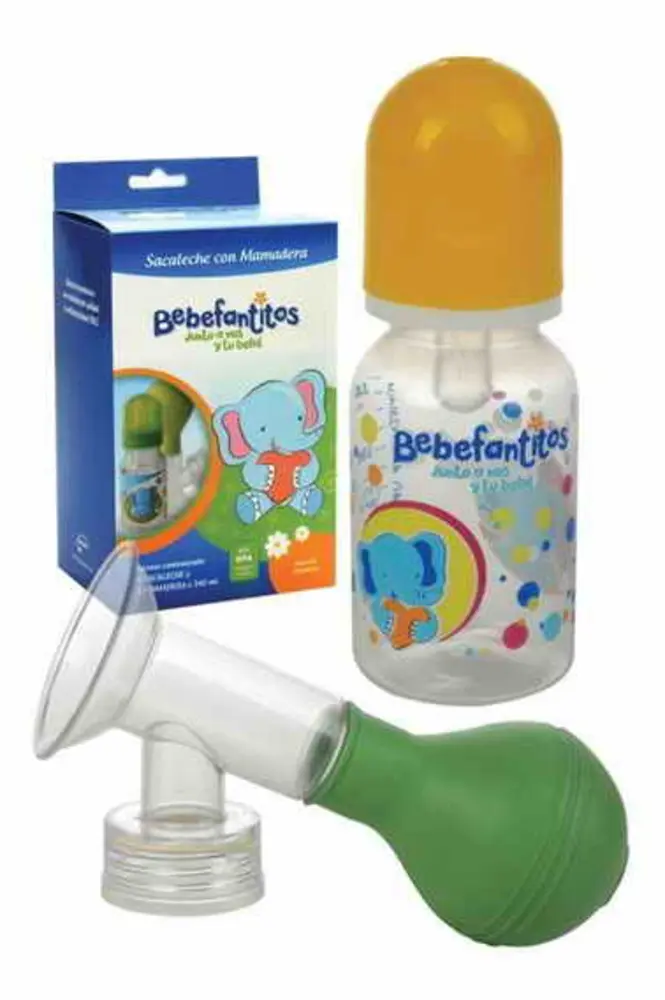 SACALECHE C/ PEZONERA PLASTICA Y MAMADERA 140 ML.