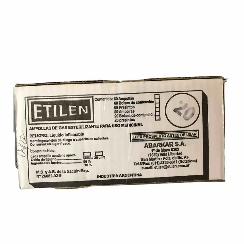 AMPOLLA DE OXIDO DE ETILENO DE 20CC X 20 UNIDADES