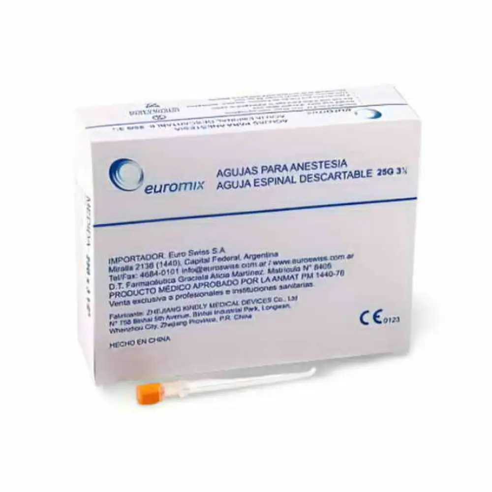 AGUJA ESPINAL DESCARTABLE 23 G X 3 1/2` - X UNIDAD