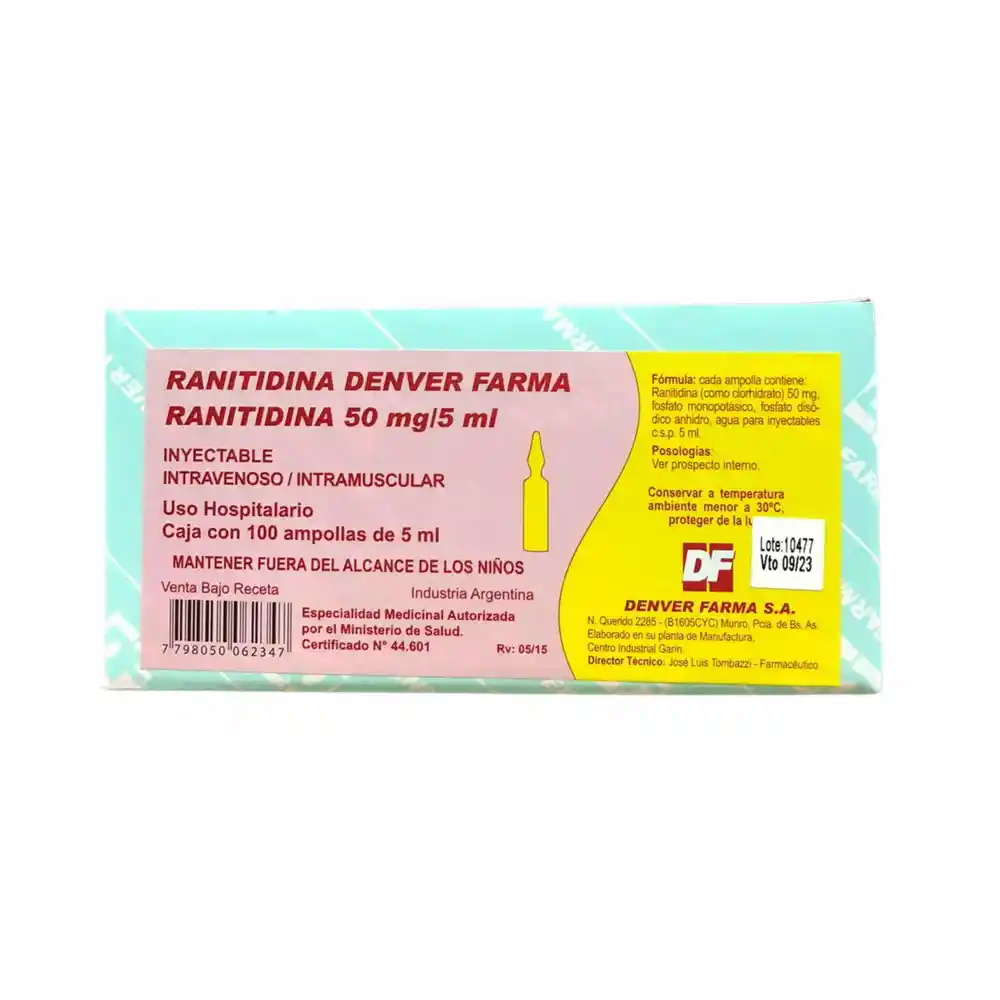 RANITIDINA 50 MG X 1 AMP -  IM, IV  -  DENVER FARMA- D2