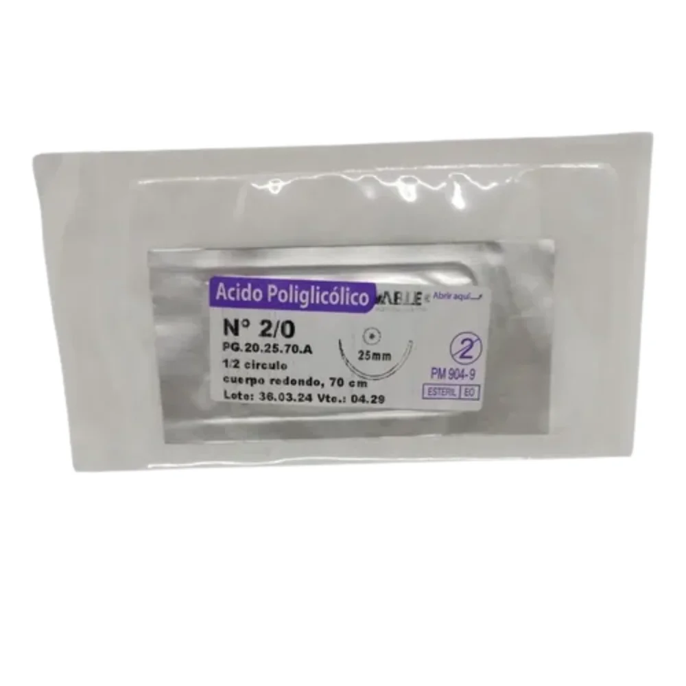 ACIDO POLIGLICOLICO - VICRYL - Nº 2/0 70 CM 1/2 CIRCULO 25 MM X UNIDAD