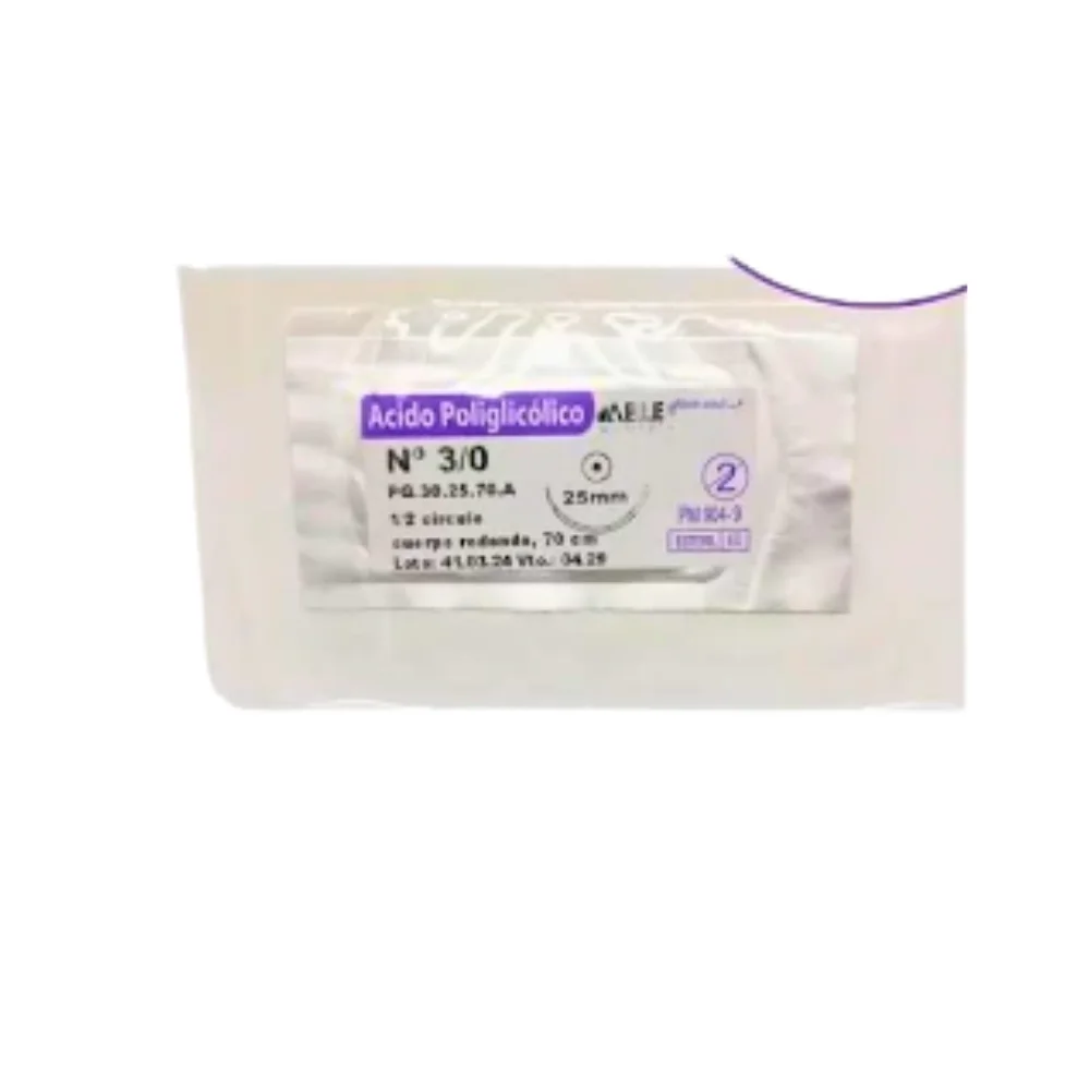 [11592] ACIDO POLIGLICOLICO - VICRYL - Nº 3/0 70 CM 1/2 CIRCULO 20 MM X UNIDAD