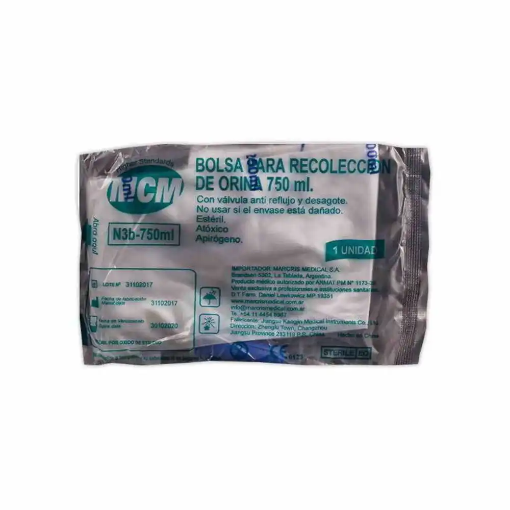 BOLSA COLECTORA ORINA AMBULATORIA X 750 ML TIPO K-206