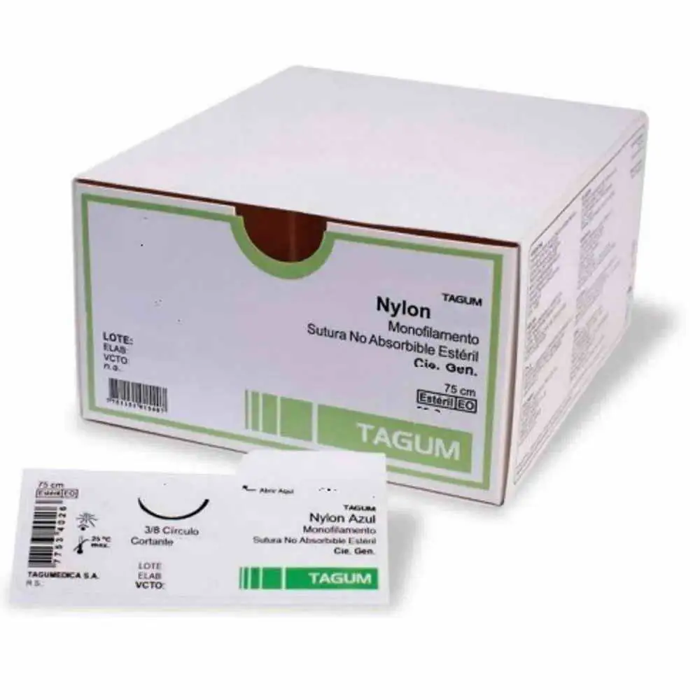NYLON MONOFILAMENTO Nº 3/0 75 CM 3/8 AGUJA CURVA 24 MM X UNIDAD