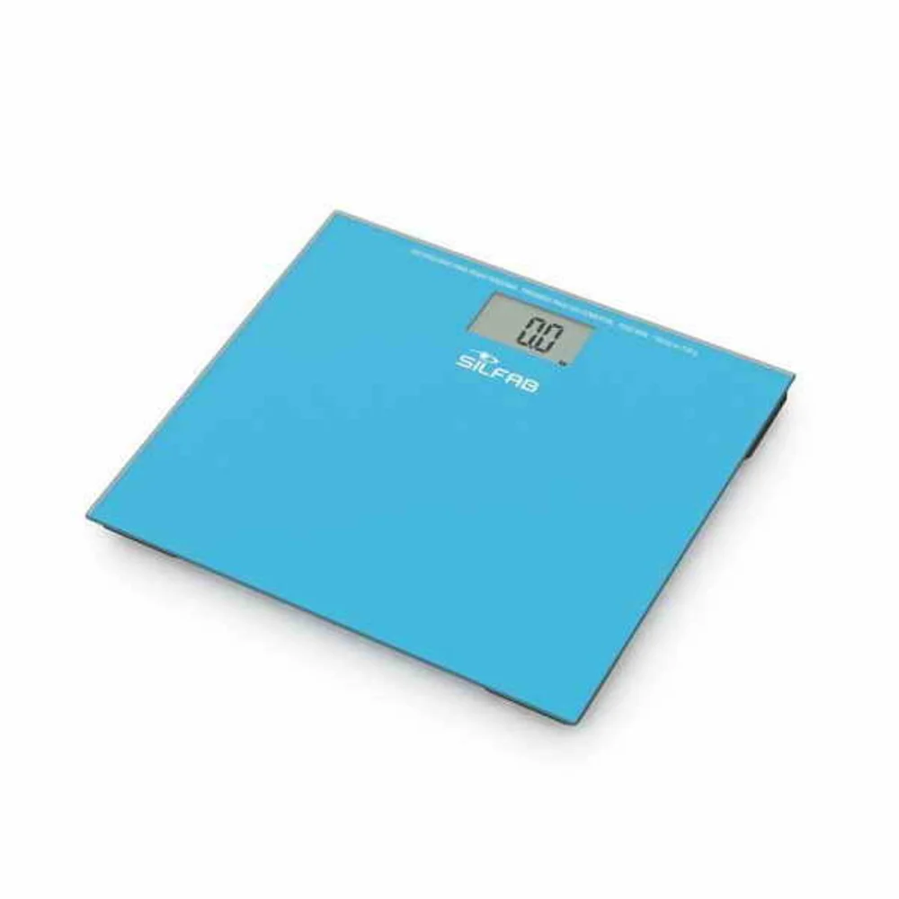 BALANZA ELECTRONICA C/BASE DE VIDRIO TURQUESA PESO MAX:150 KG