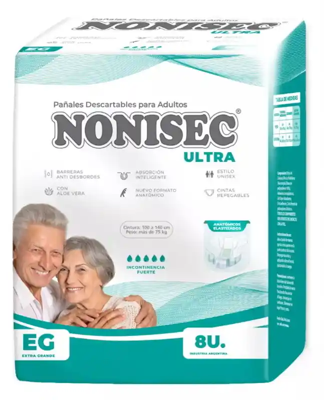 PAÑAL ADULTO ANATOMICO ELAST. ULTRA C/BARR "XG" X 8 UNI (VERDE)