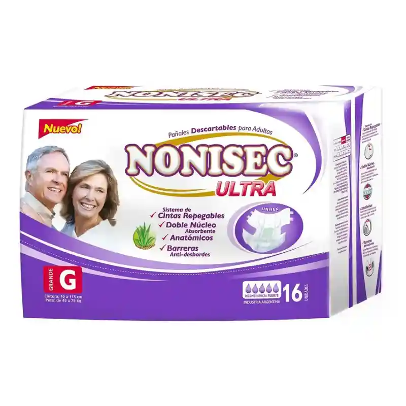 PAÑAL ADULTO ANATOMICO ELAST. ULTRA C/BARR "G" X 16 UNI (VIOLETA)