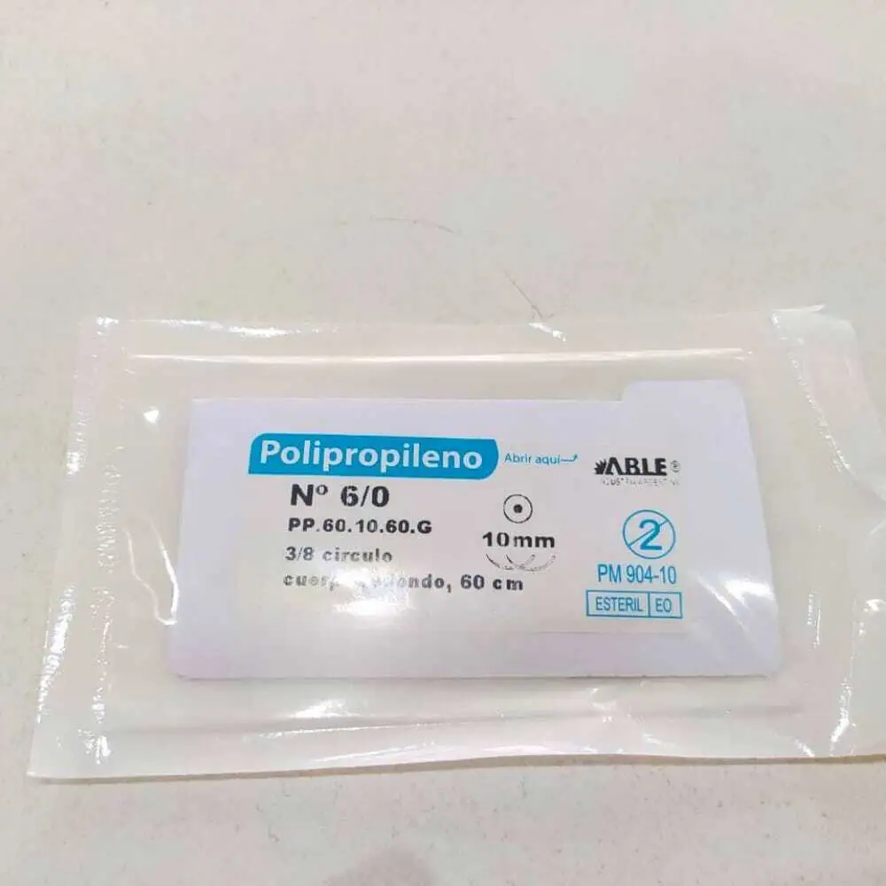 POLIPROPILENO Nº 6/0 60 CM. 1/2 CIRCULO DOBLE 10 MM X UNIDAD