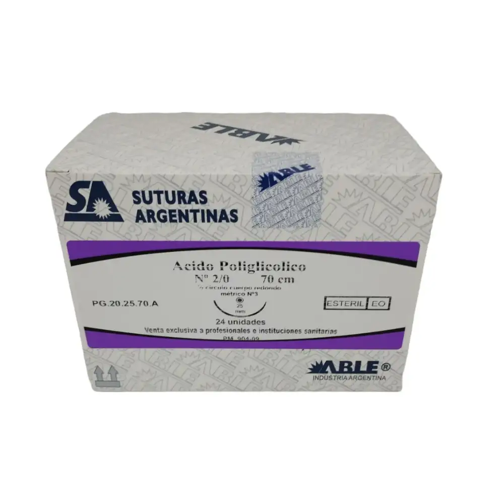 ACIDO POLIGLICOLICO - VICRYL - Nº 1 70 CM 1/2 CIRCULO 25 MM X UNIDAD