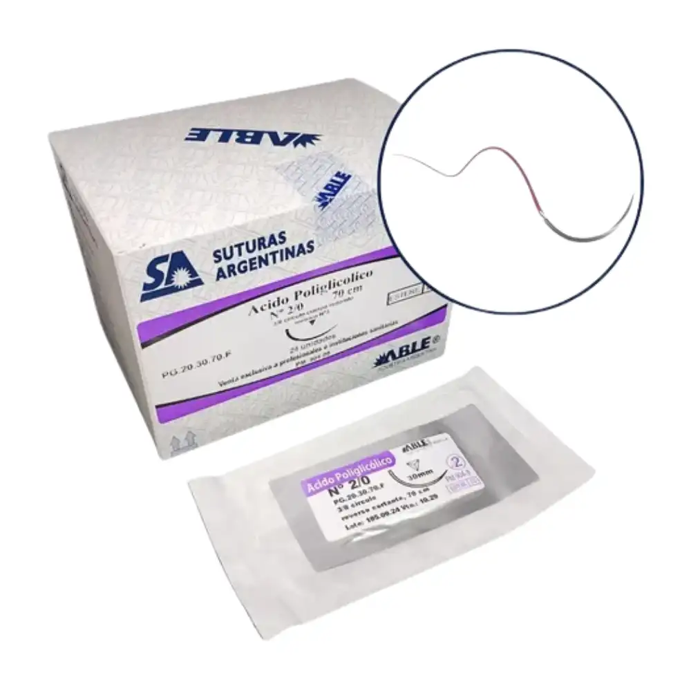 ACIDO POLIGLICOLICO - VICRYL - Nº 2/0 70 CM 3/8 CIRCULO 30 MM X UNIDAD