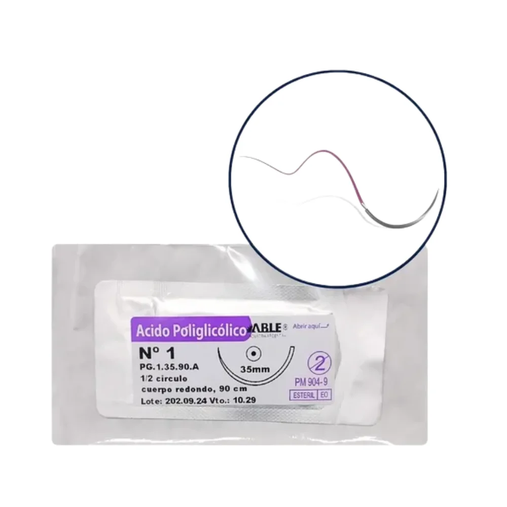 ACIDO POLIGLICOLICO - VICRYL - Nº 1 90 CM 1/2 CIRCULO 35 MM X UNIDAD
