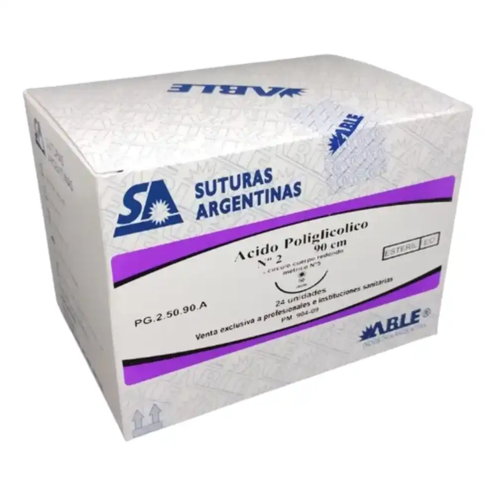 [19593] ACIDO POLIGLICOLICO - VICRYL - Nº 2 90CM 1/2 CIRCULO 50MM X UNIDAD