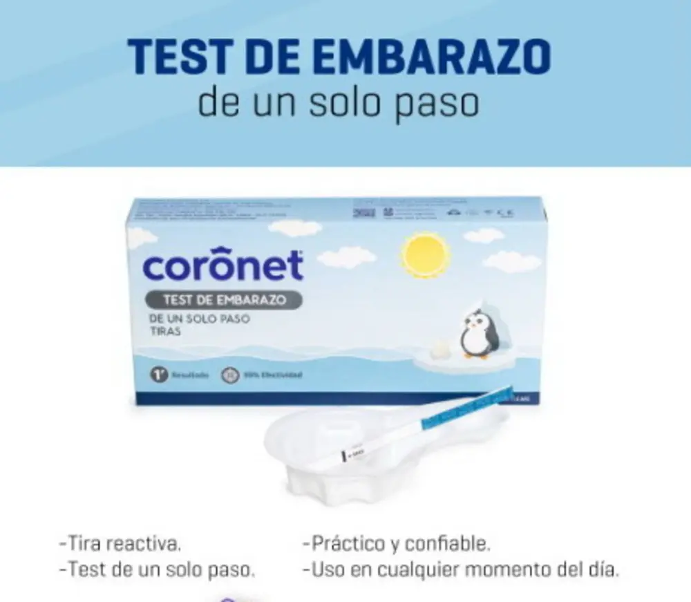 TEST DE EMBARAZO TIRA W1-S C/RECIPIENTE X 1 UNIDAD. CORONET