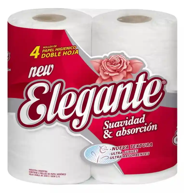 PAPEL HIGIENICO ELEGANTE 4 X 20 METROS BLANCO DOBLE HOJA