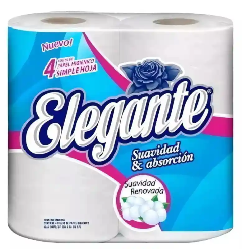PAPEL HIGIENICO ELEGANTE 4 X 30 METROS BLANCO PREMIUM DOBLE HOJA