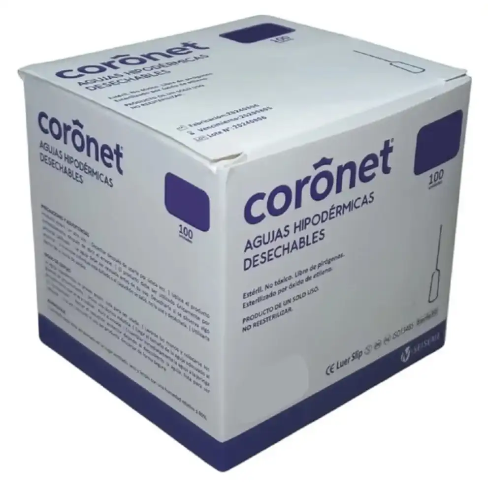 AGUJA DESCARTABLE 40/12 (18G X 1 1/2´)- X 100 UNIDADES. CORONET