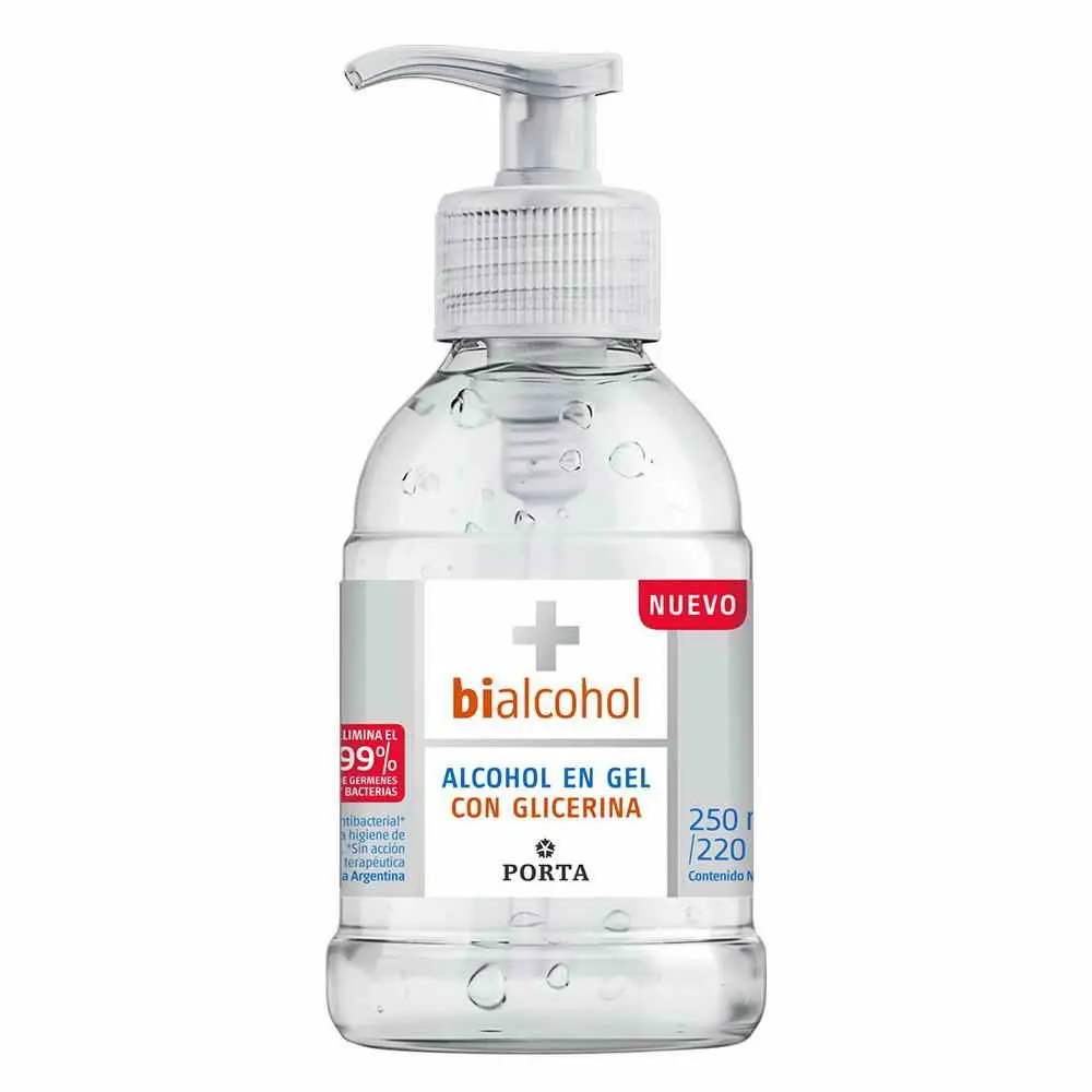 ALCOHOL EN GEL X  250ML C/GLICERINA C/VALVULA DOSIF