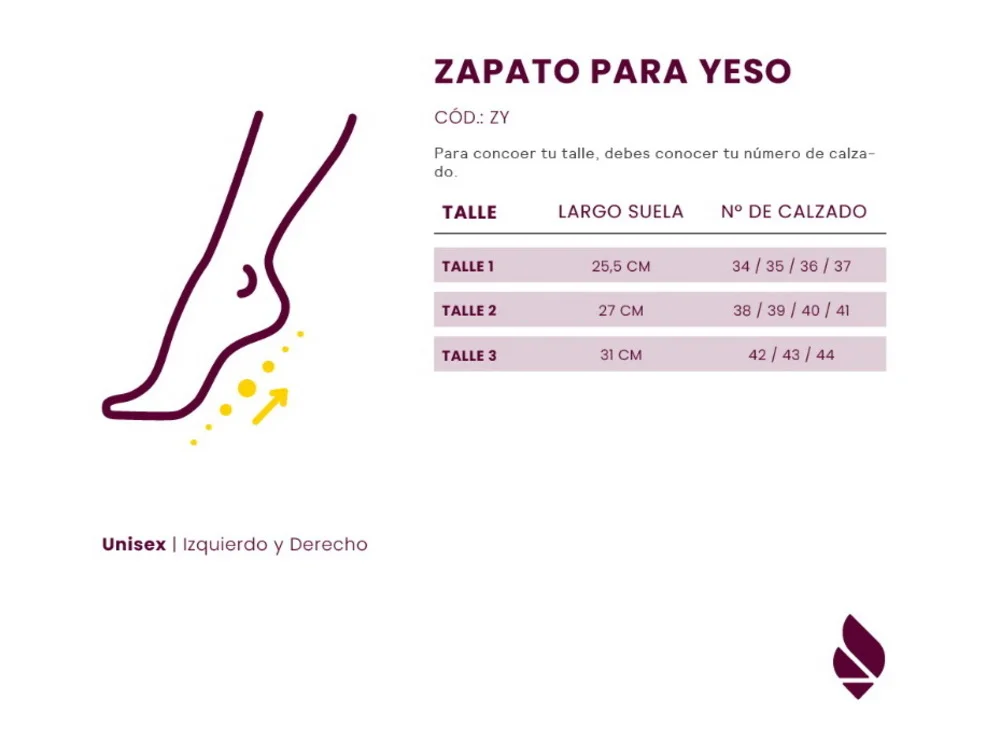 ZAPATO PARA YESO CHICO ZY